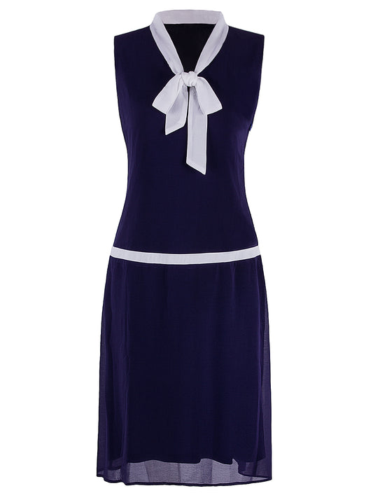 Women's Flapper Dresses 1920s Gatsby V Neck Grey Bow Drop Waist Fashion Roaring 20's Dress